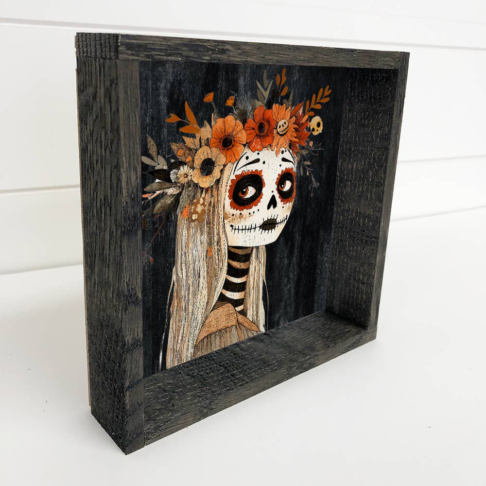 Folk Halloween Spooky Girl - Halloween Canvas Art - Framed