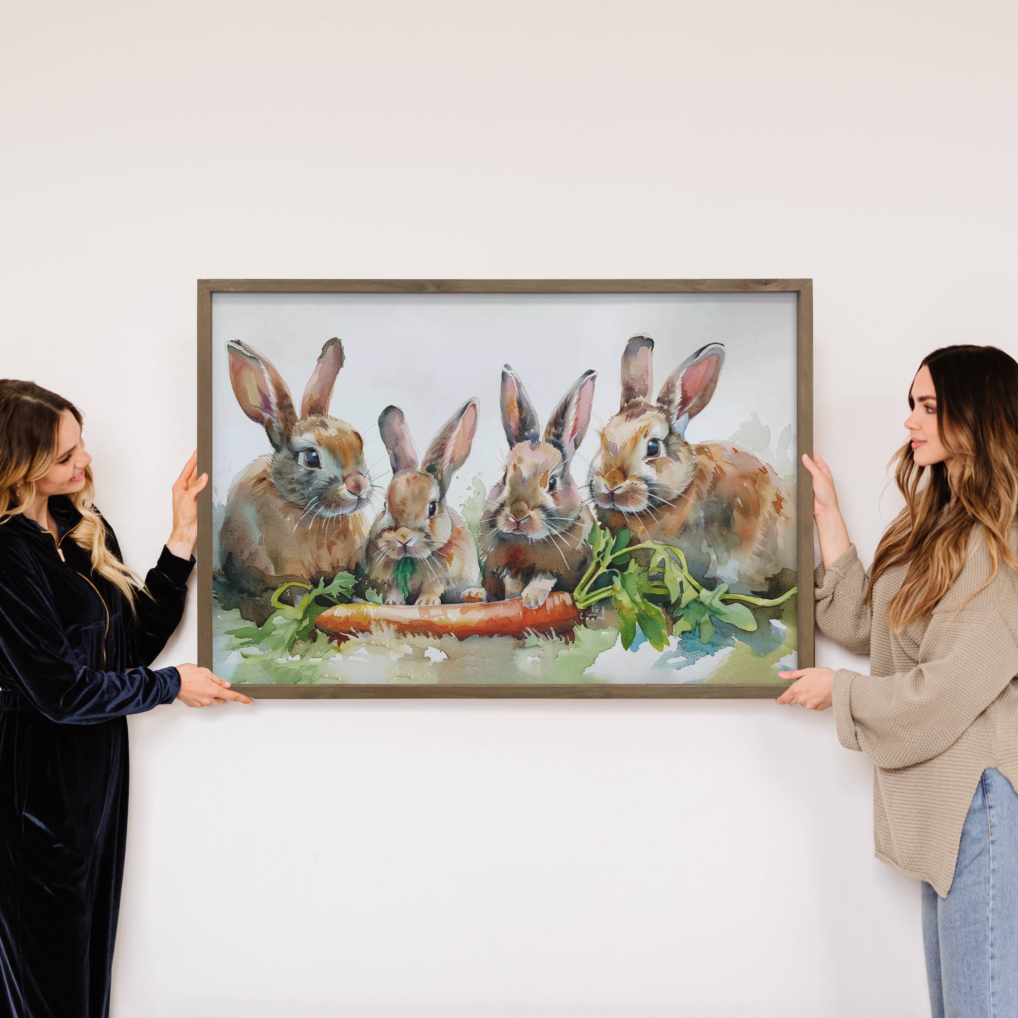 Bunnies Easter Carrot Feast - Sweet Bunny Canvas Art