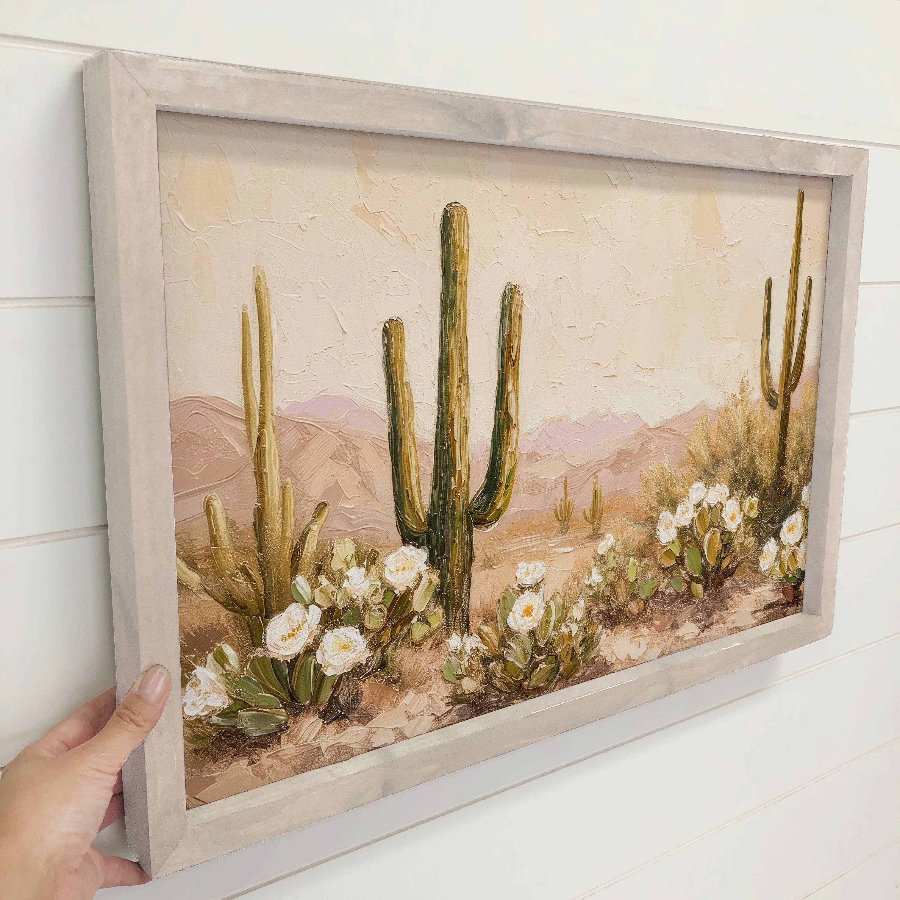 Blooming Beige Desert - Desert Landscape - Wood Framed Art