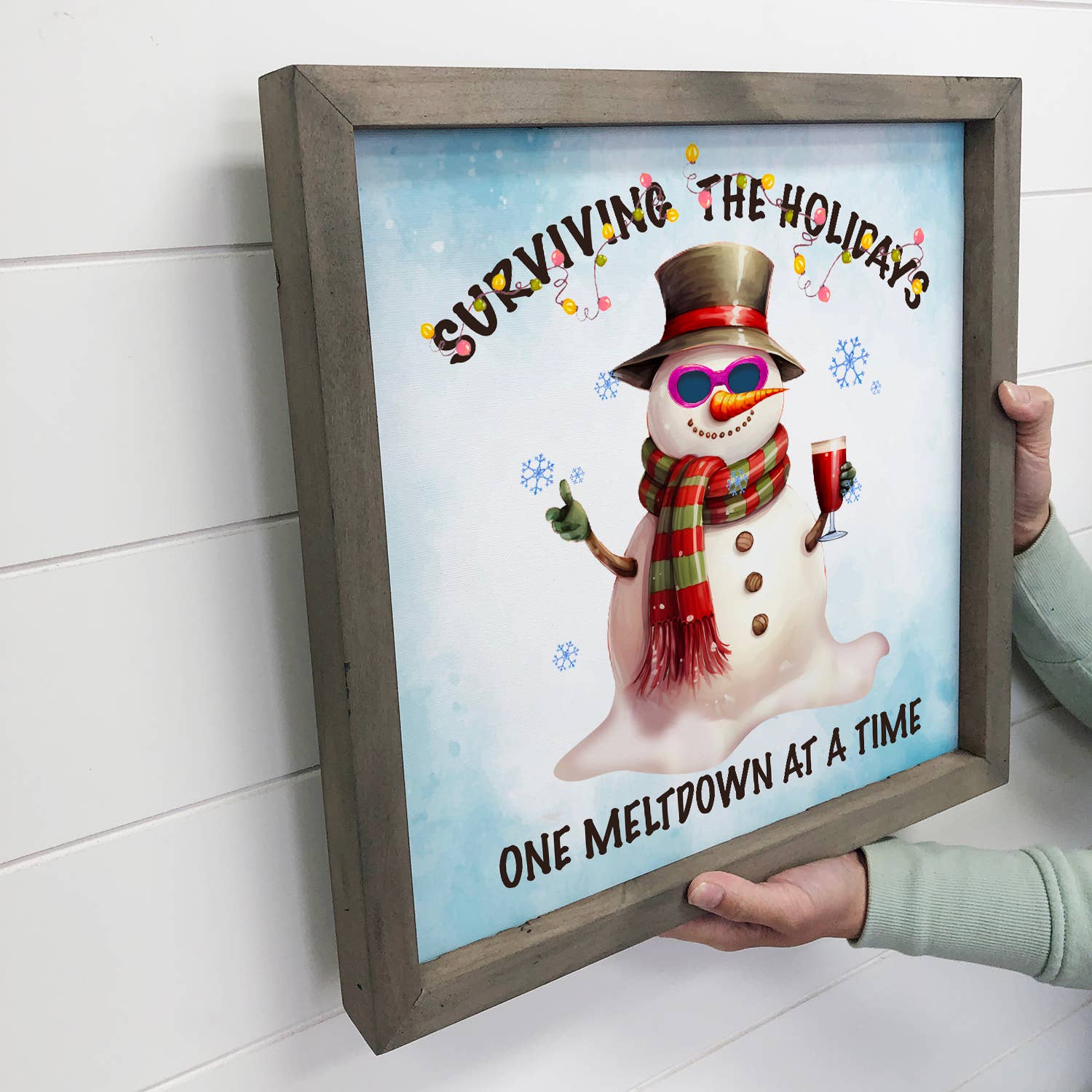 Surviving the Holidays Snowman - Funny Snowman Canvas Art