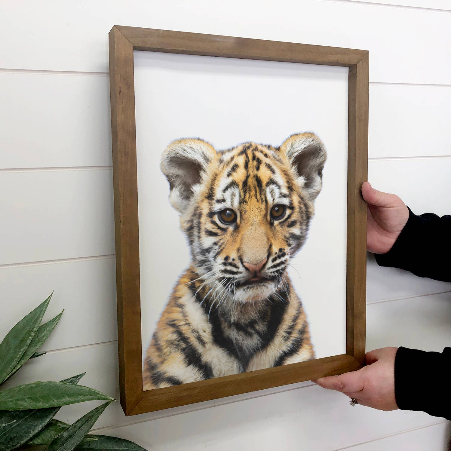 Baby Tiger Wood Sign Cute Animal Nursery Wall Art