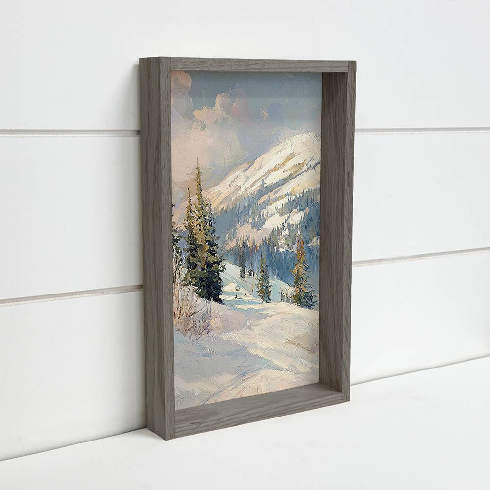 Snowy Mountain Slopes - Mountain Landscape - Wood Framed Art