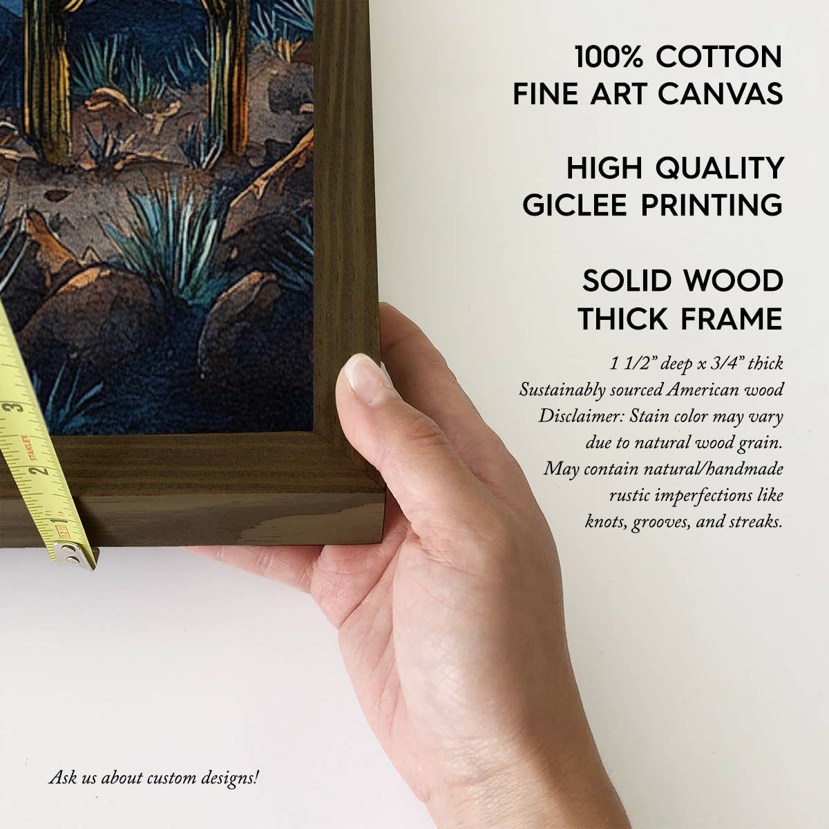 Dark Desert Night - Desert Landscape Canvas Art - Wood Frame