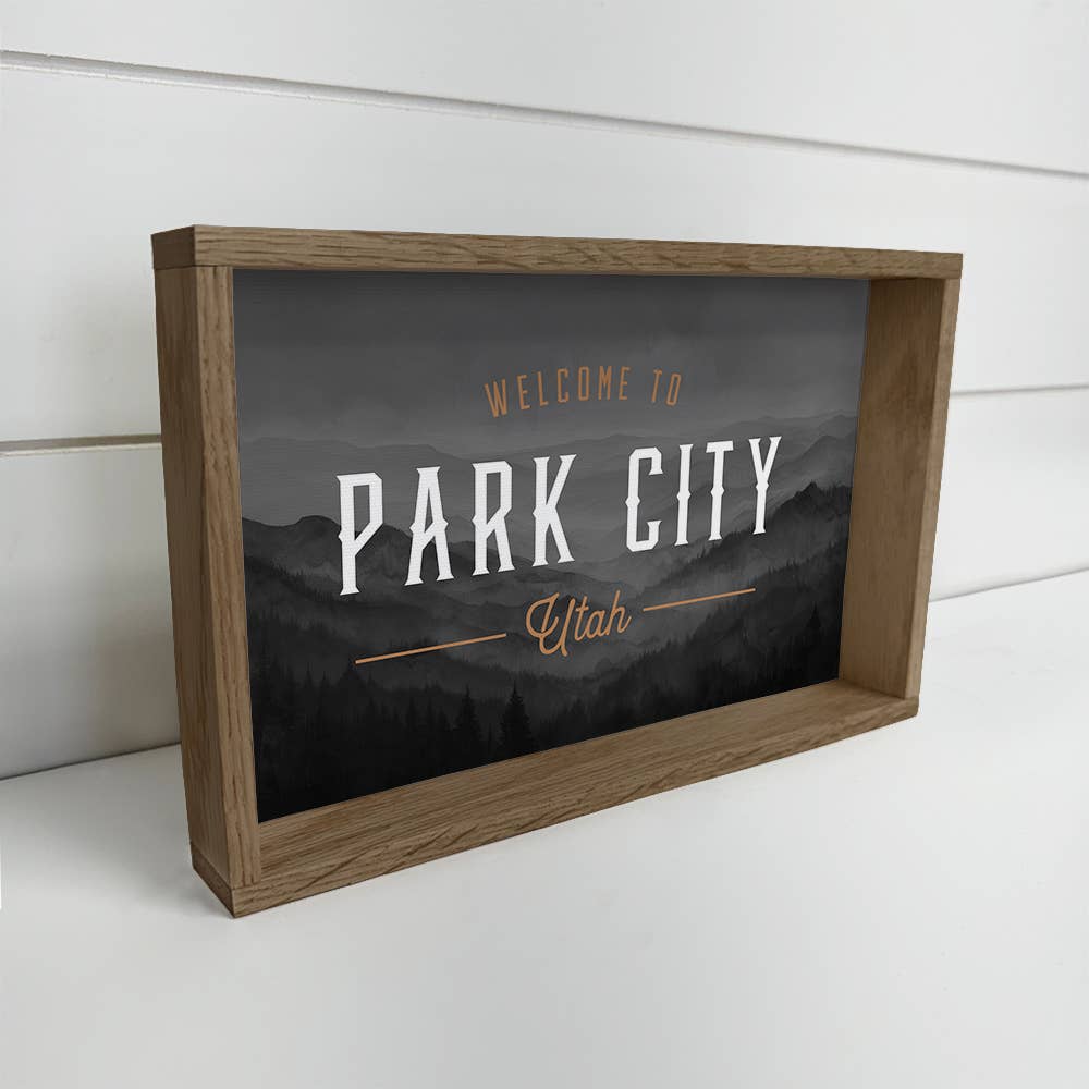 Black Mountains Welcome to Custom Town Canvas Art - Framed