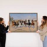 Cowboys Dash - Ranch House Canvas Art - Wood Framed Decor