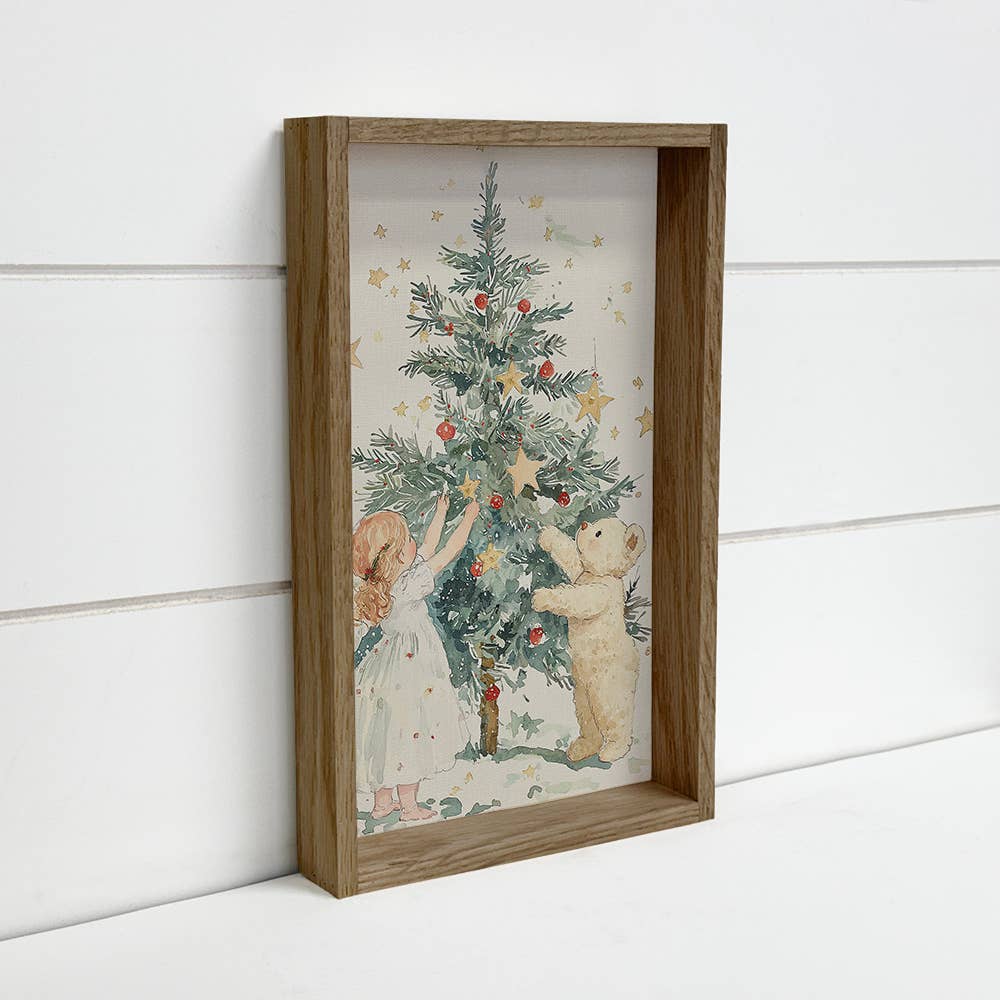 Vintage Angel Teddy Bear Christmas Tree - Christmas Artwork