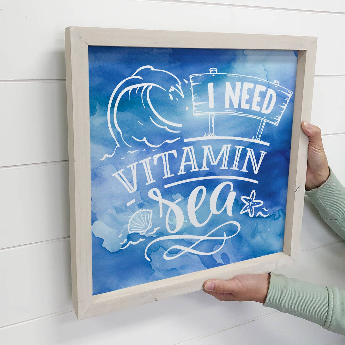 I Need Vitamin Sea - Beach Canvas Art - Wood Framed Decor