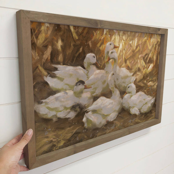 Ducks in Sunlight - Duck Canvas Art - Wood Framed Wall Art