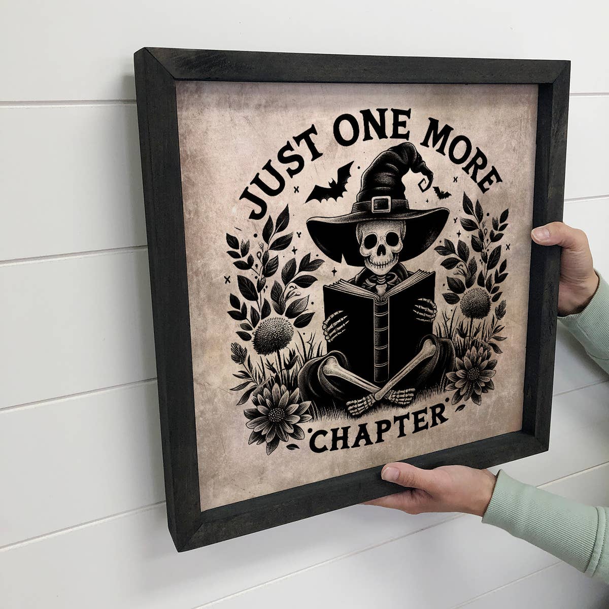 Just One More Chapter - Skeleton Canvas Art - Wood Framed