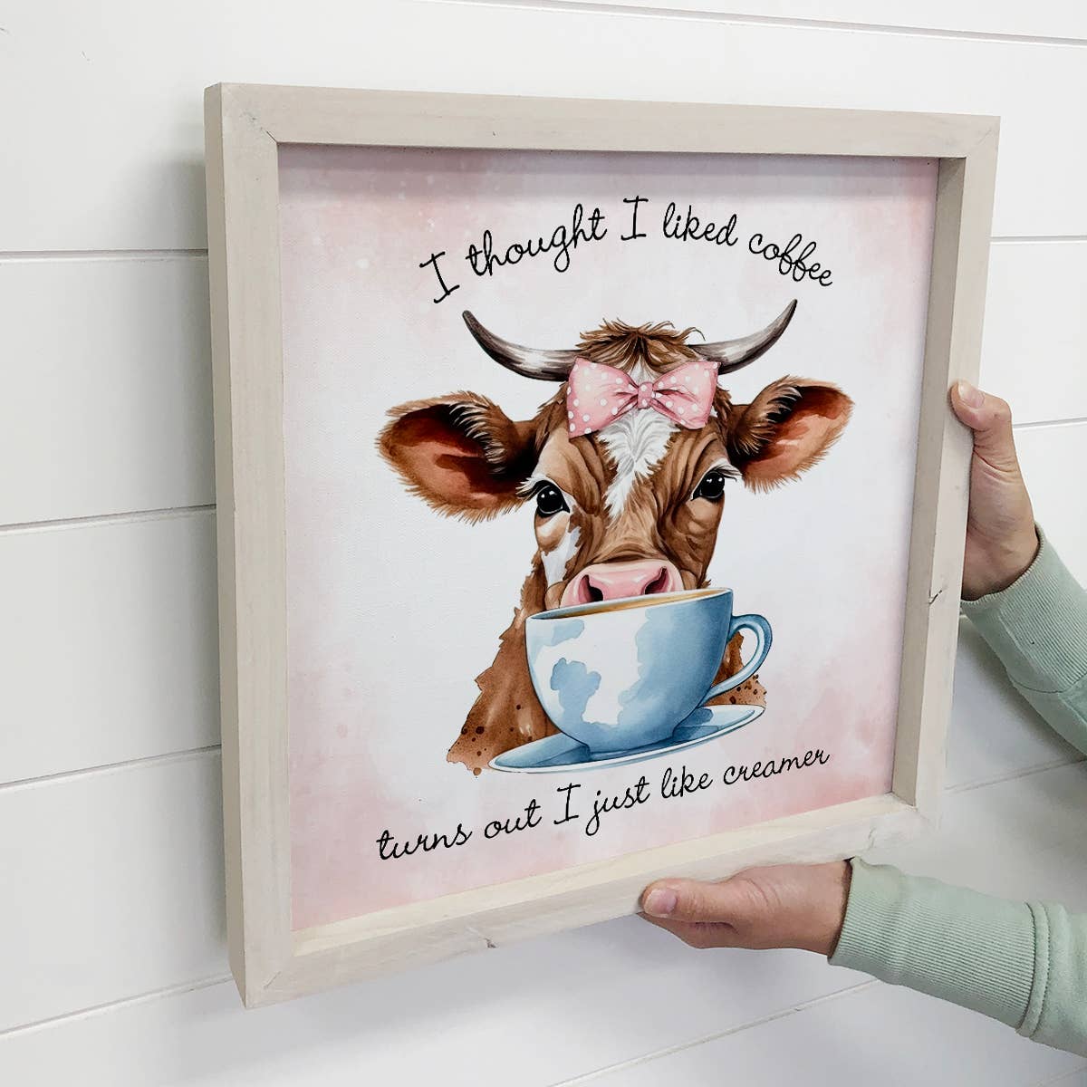 I Thought I Liked Coffee Cow - Cute Framed Animal Wall Art