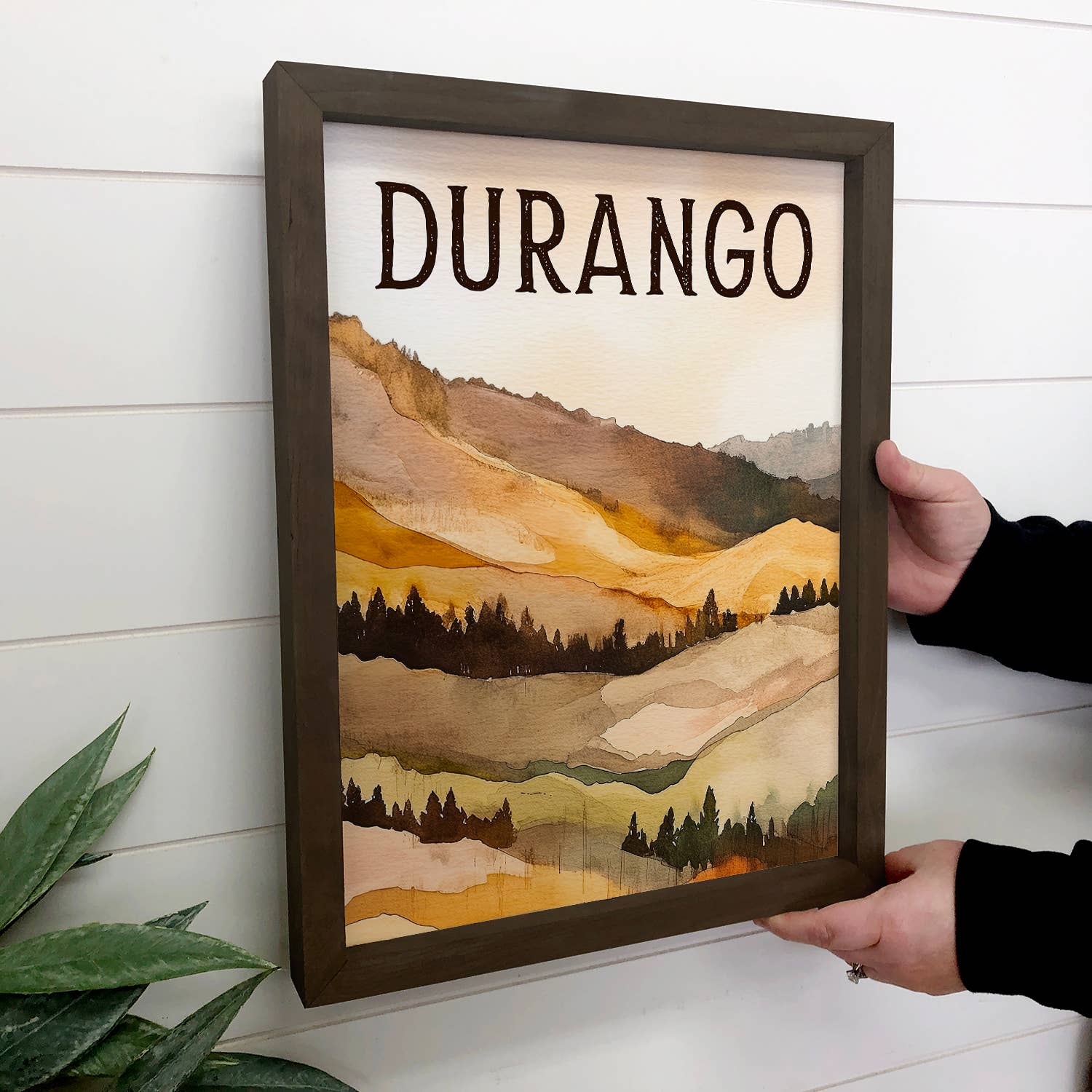 Custom Tan Mountains - Durango Custom Sign - Wood Framed Art