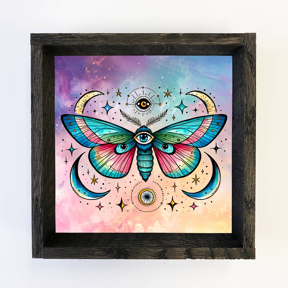 Celestial Moon Butterfly - Butterfly Canvas Art - Wood Frame