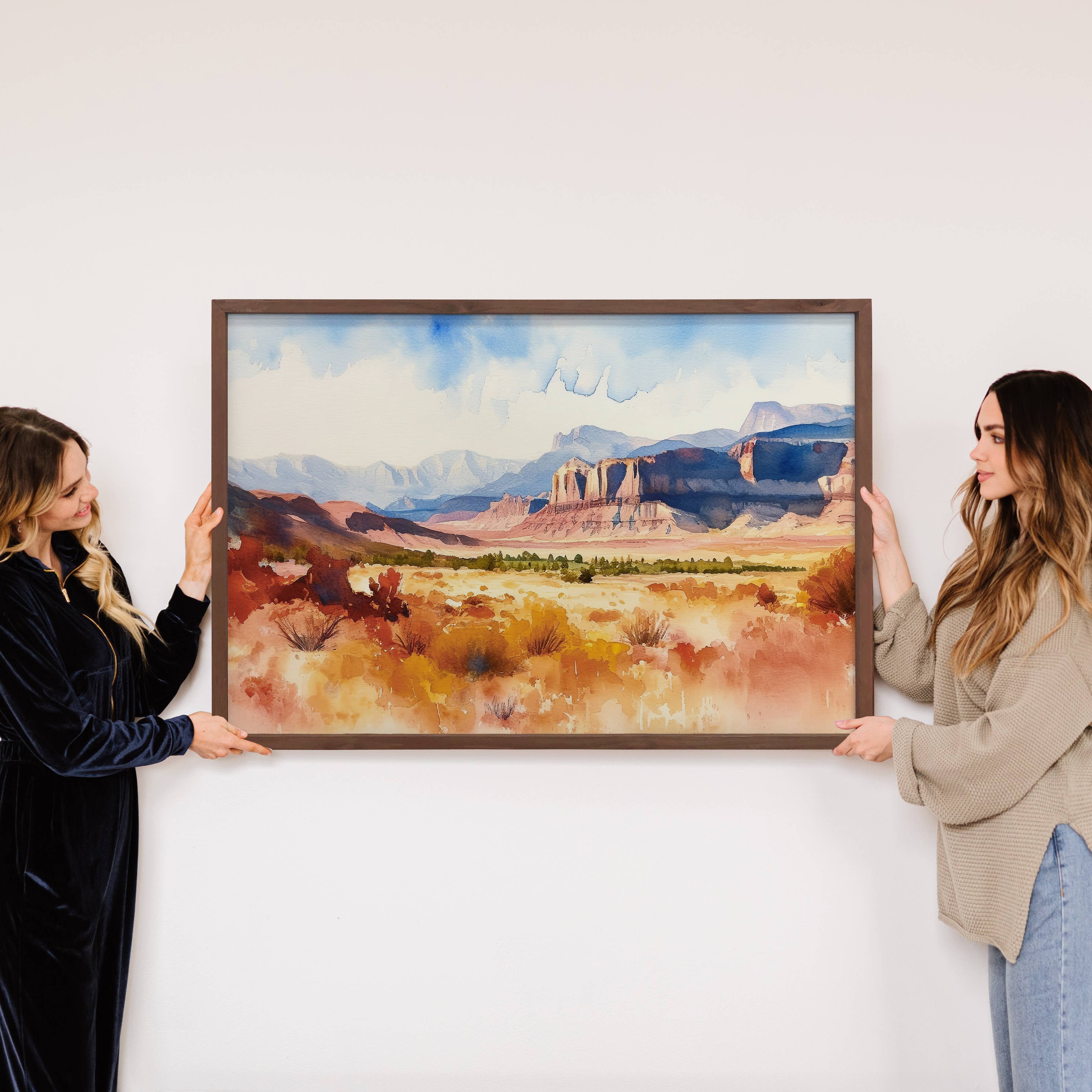 Eastern Utah Watercolor - Utah Landscape Canvas Art - Framed