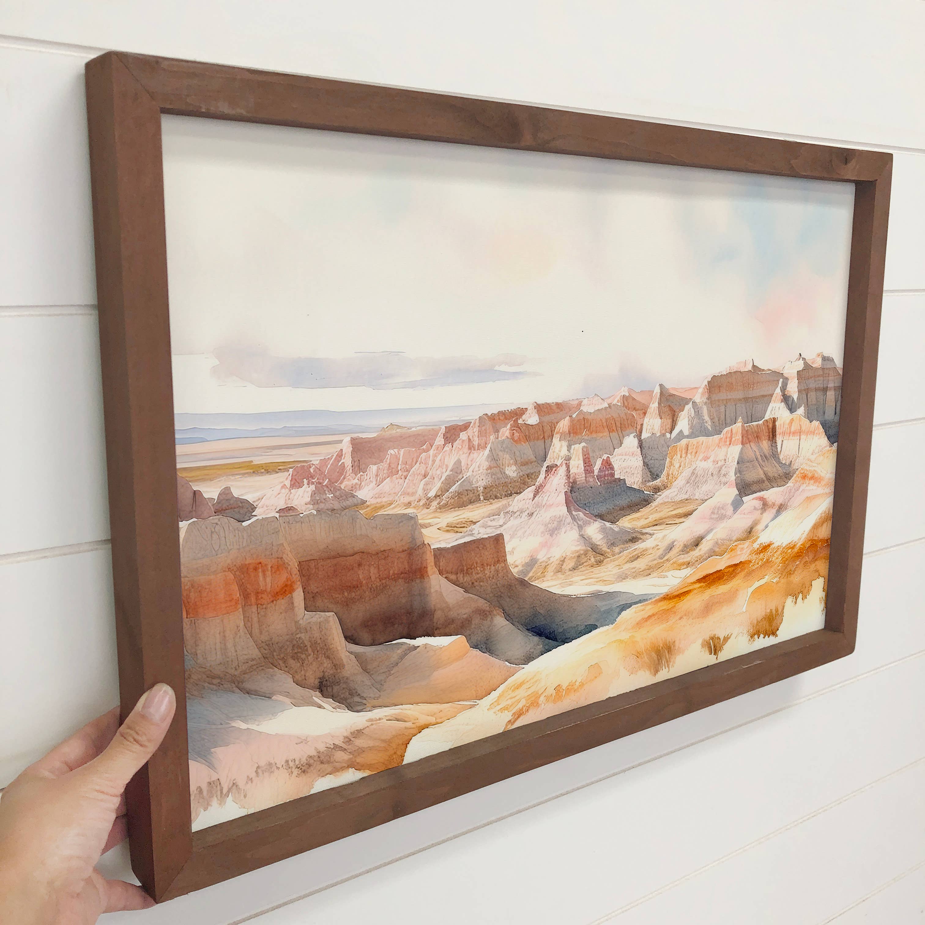 Badlands South Dakota Watercolor - Landscape Canvas Art