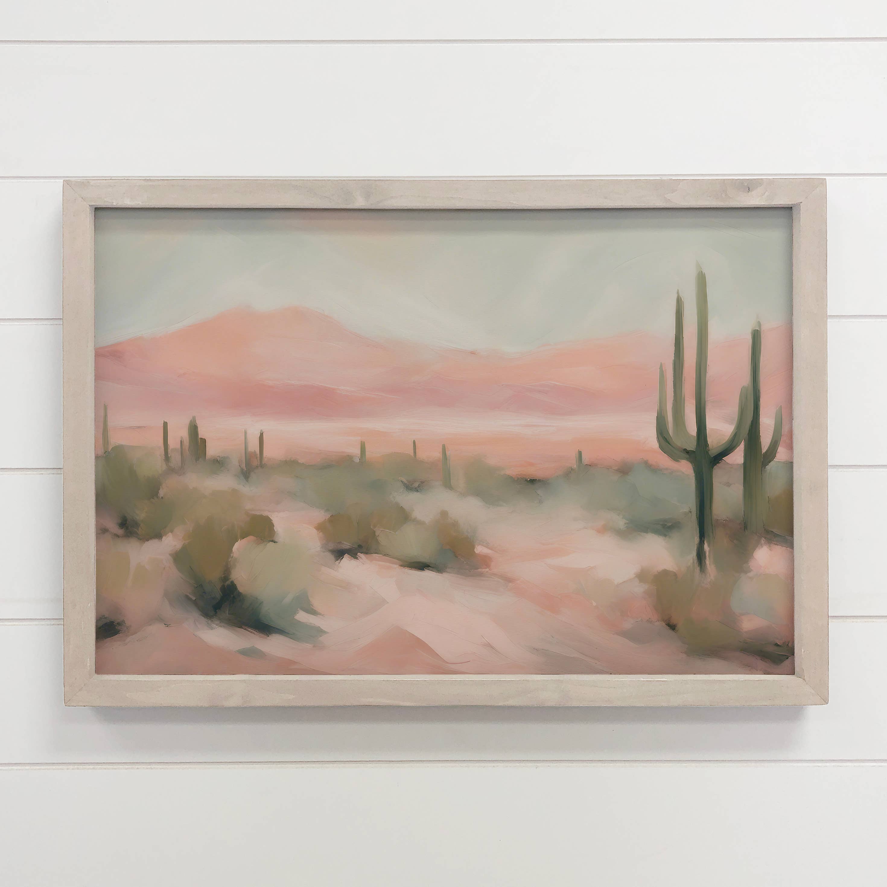 Soft Desert Mirage - Desert Landscape Canvas Art - Framed