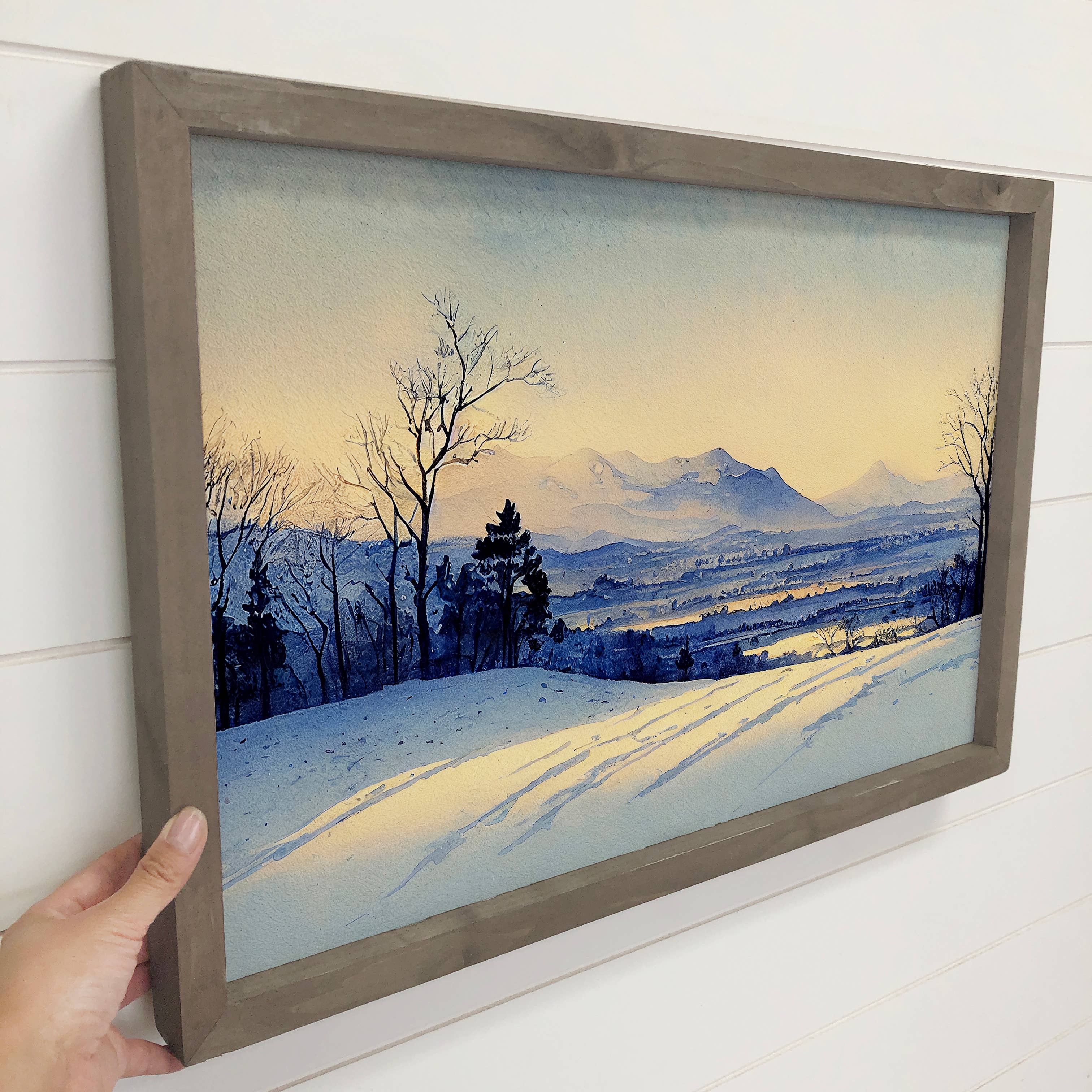 Rural Winter Watercolor - Winter Landscape Canvas Art