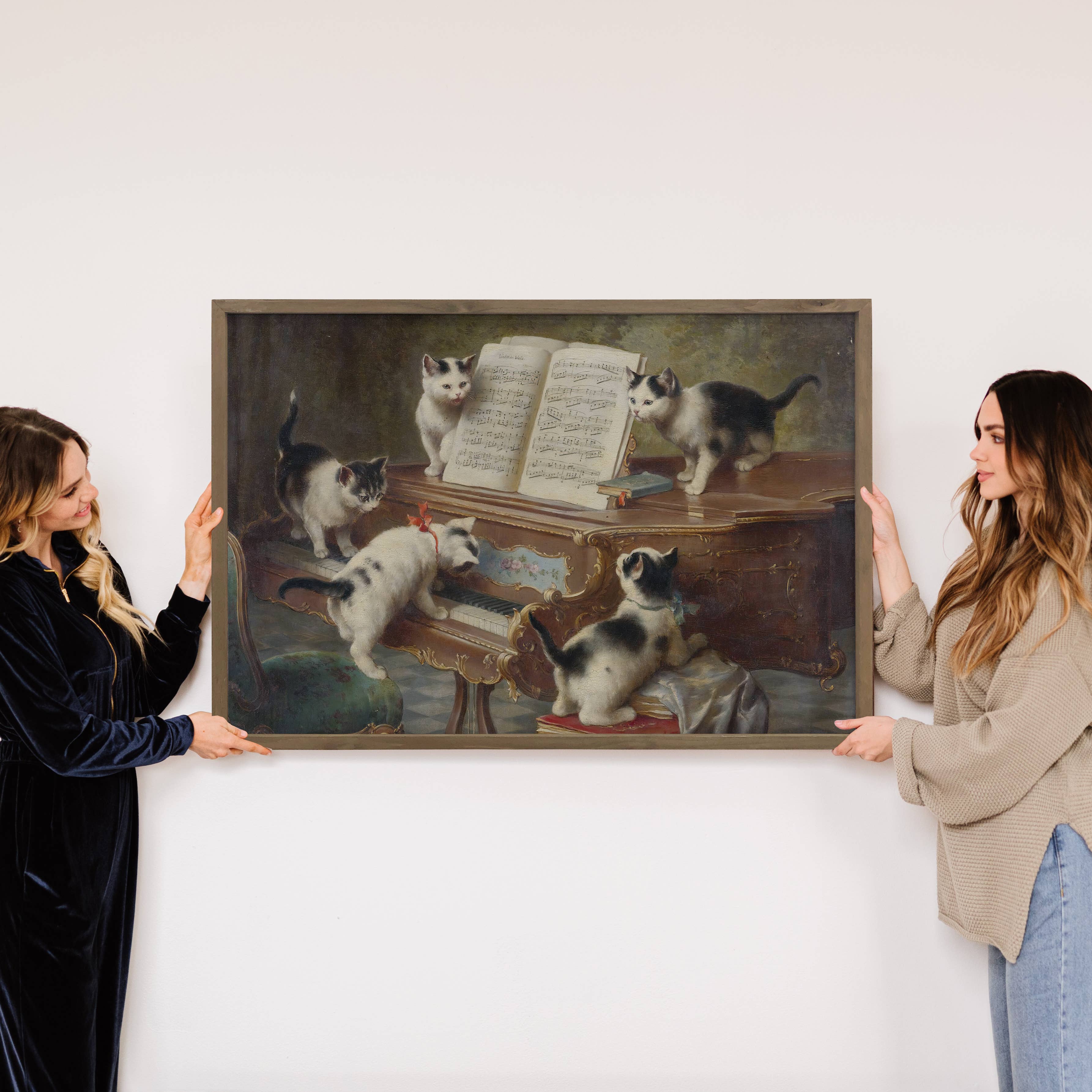 Kittens Piano Recital - Cute Kitten Canvas Art - Wood Framed