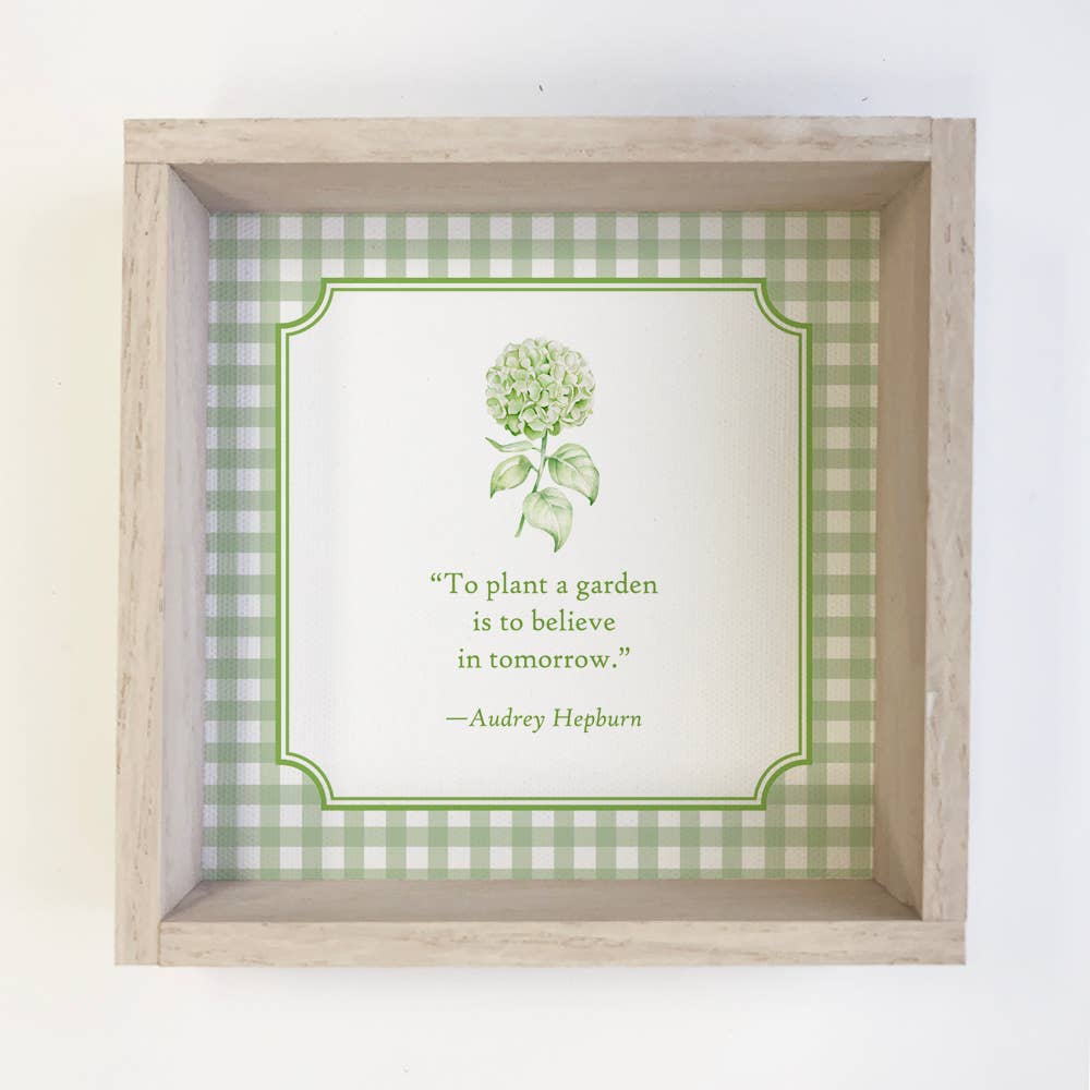 Hydrangea Plant A Garden Green Gingham - Flower Canvas Art