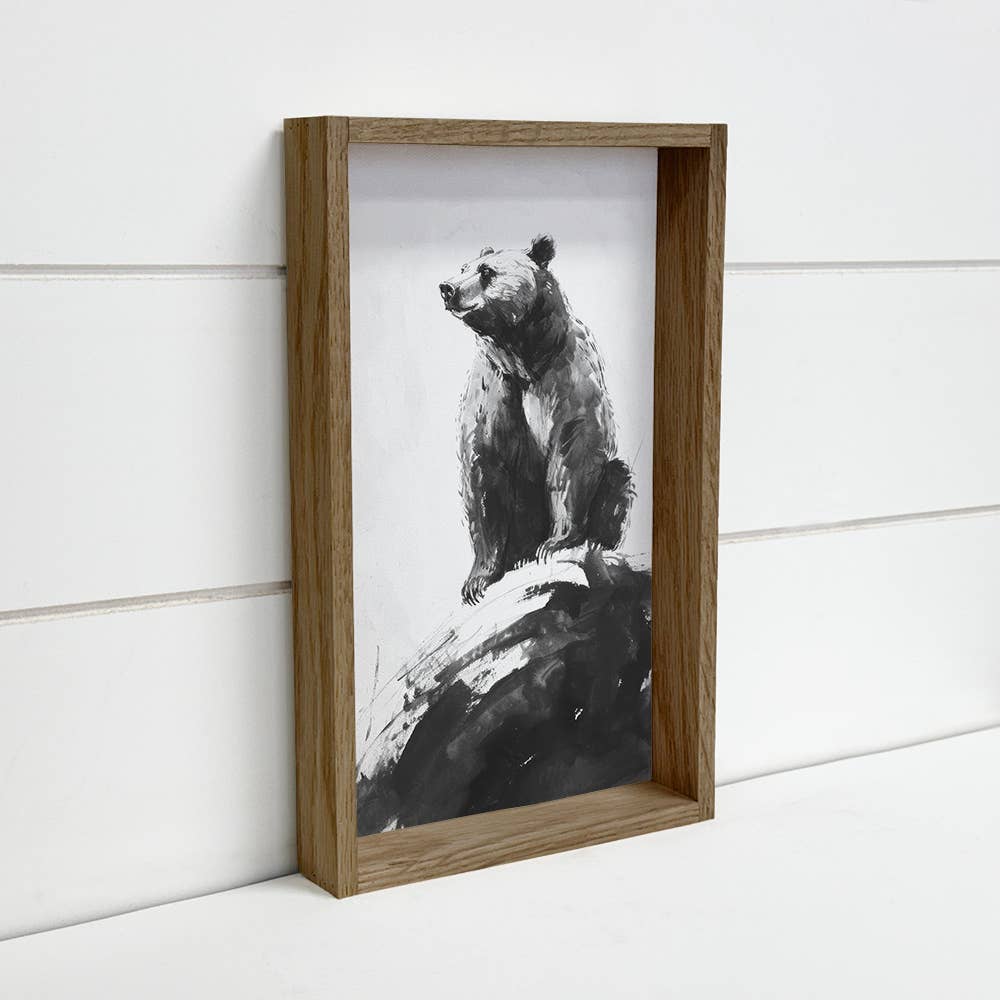 Bear Guardian - Bear Canvas Art - Wood Framed Nature Artwork