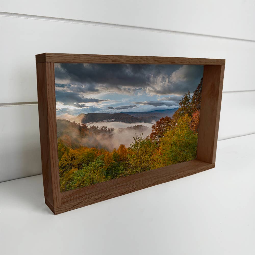 Smoky National Park Fall - Landscape Canvas Art Wood Framed