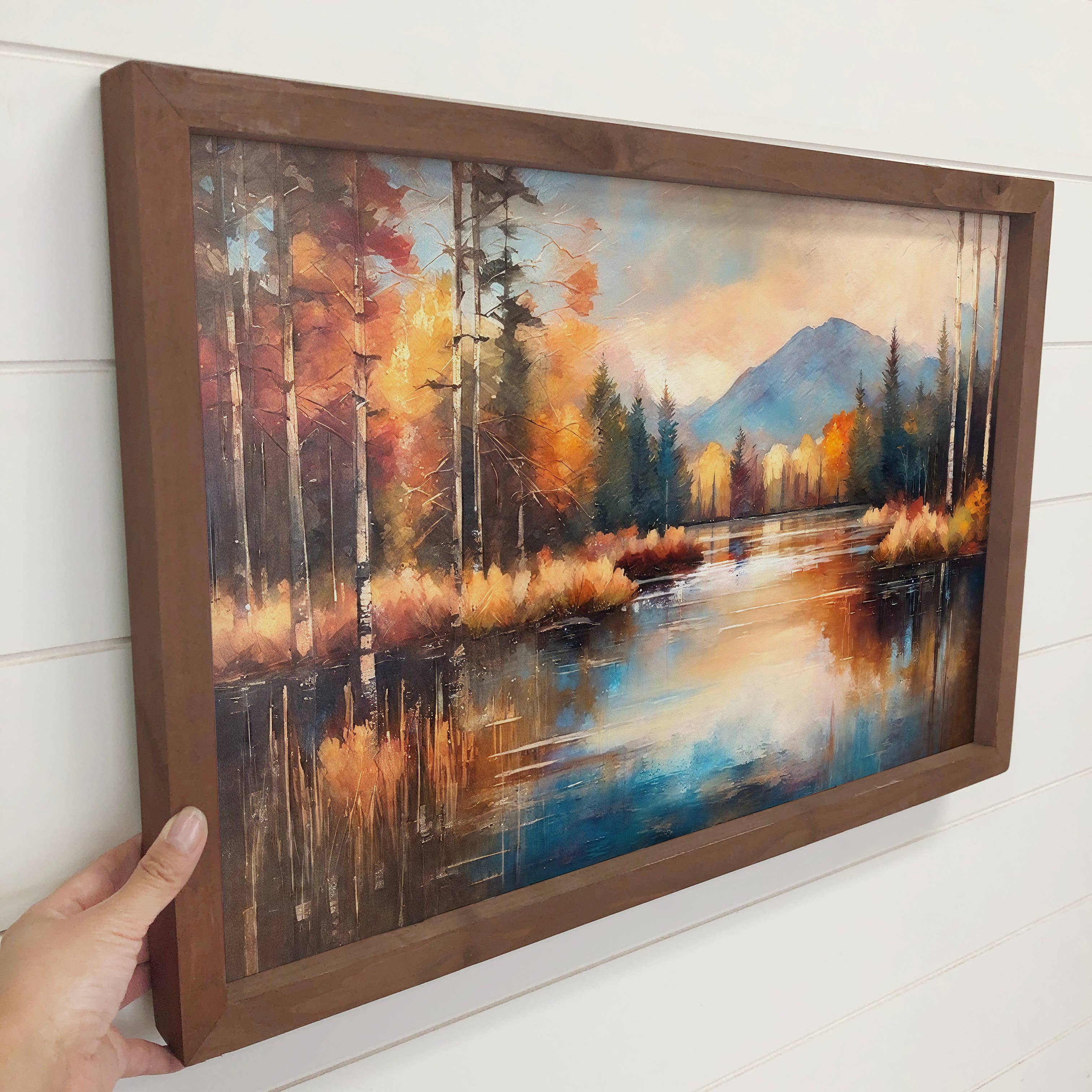 Autumn Lake Reflection - Mountain Landscape Canvas Art
