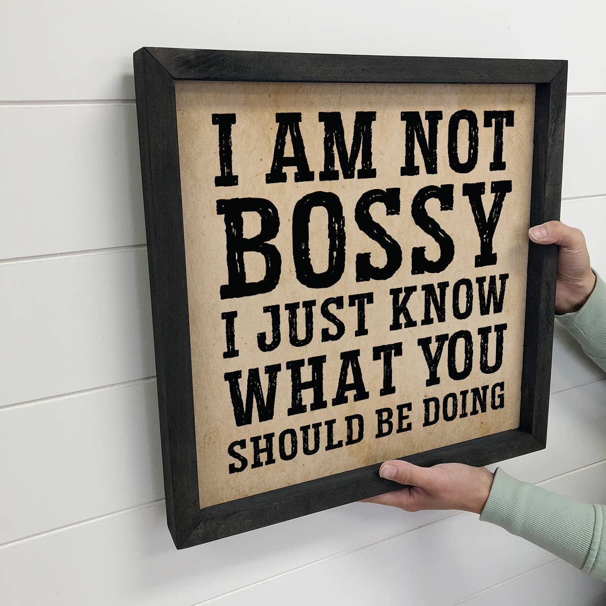I'm Not Bossy - Funny Word Canvas Art - Wood Framed Artwork