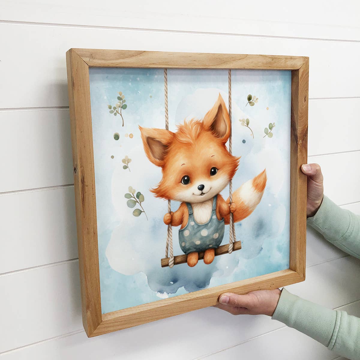 Swinging Baby Fox - Sweet Fox Canvas Art - Wood Framed