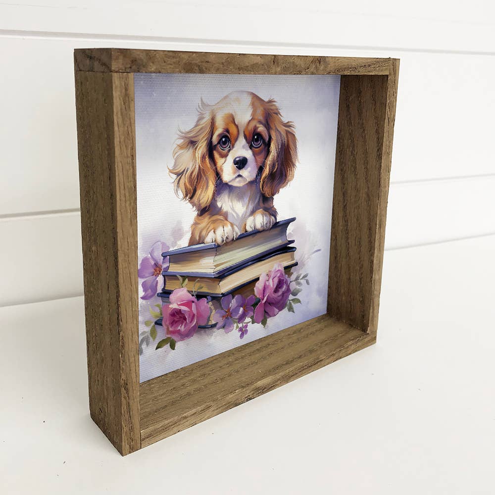Cocker Spaniel Puppy Books - Puppy Canvas Art - Book Decor