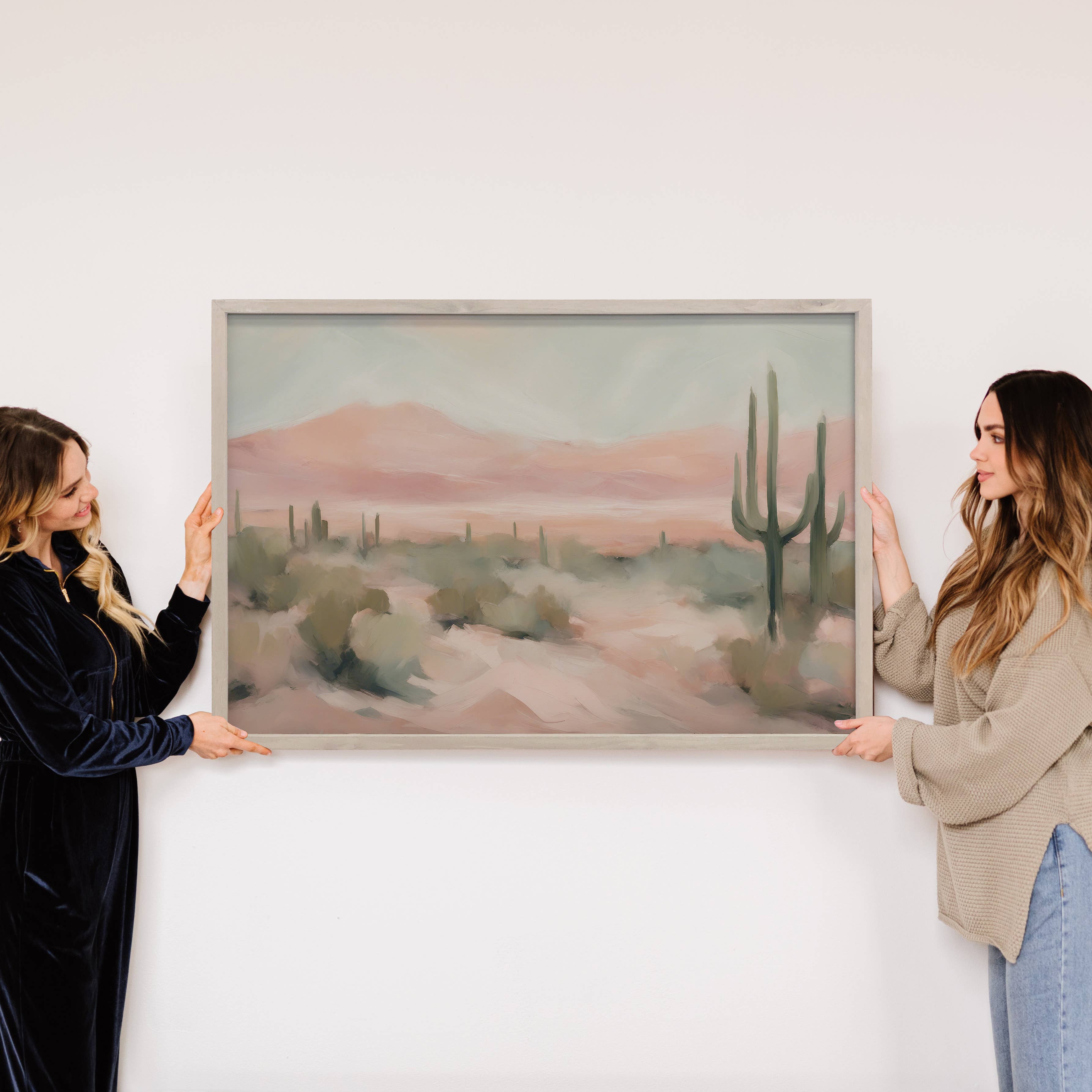 Soft Desert Mirage - Desert Landscape Canvas Art - Framed
