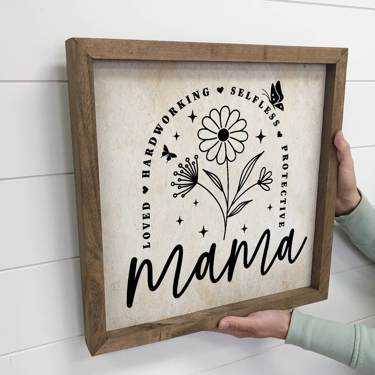 Mama Loved Hardworking Selfless - Cute Word Canvas Art