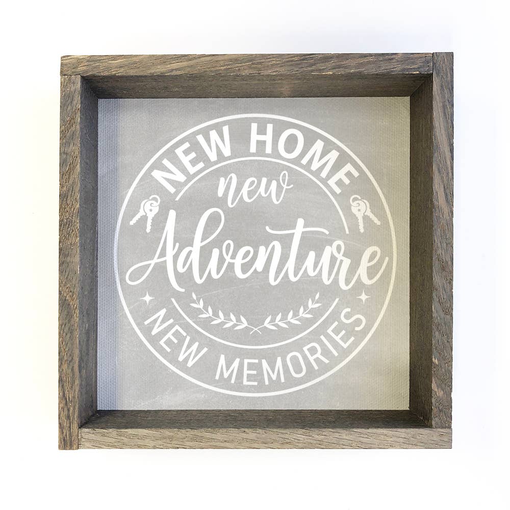 New Home New Adventure - Home Canvas Wall Art - Wood Framed