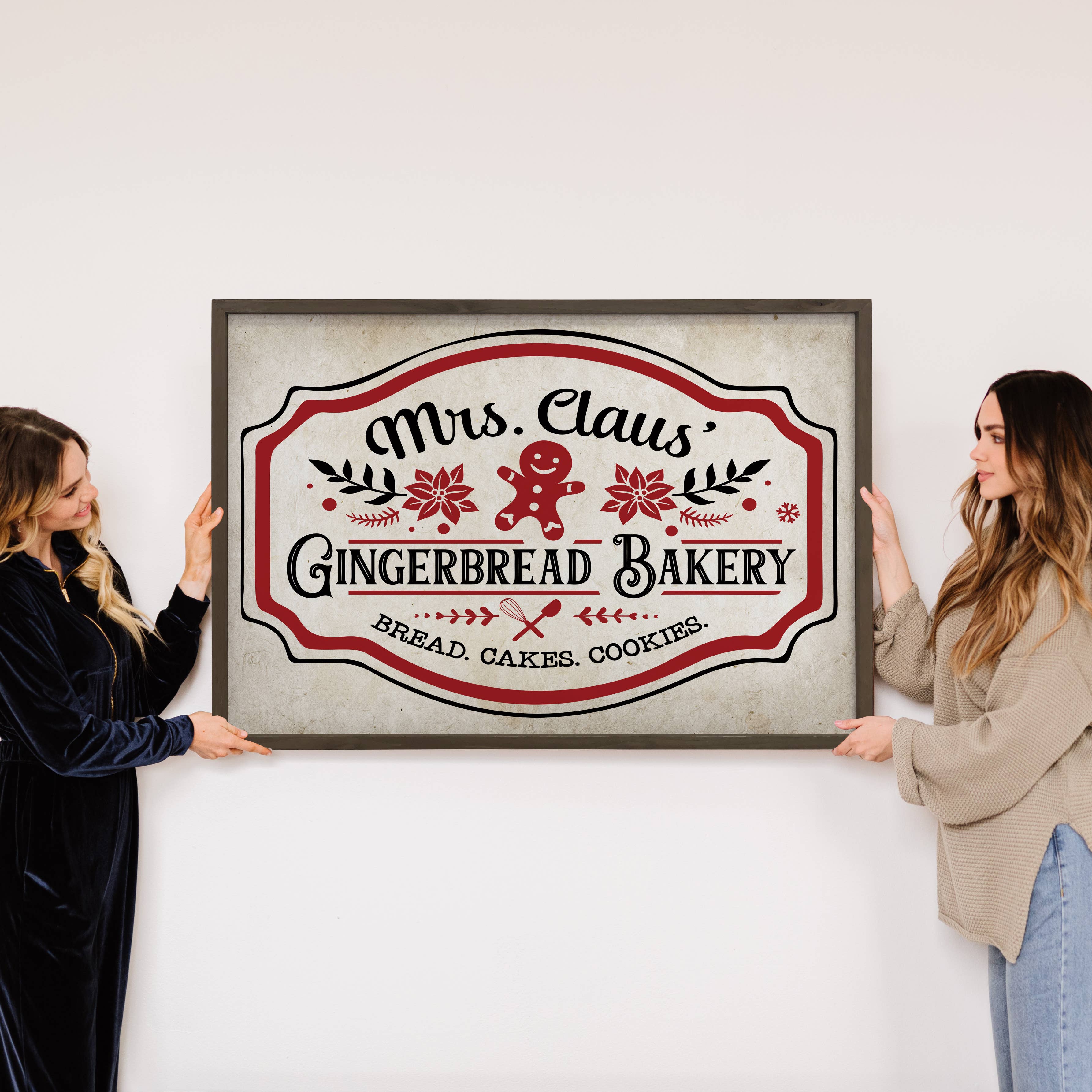 Mrs. Claus Gingerbread Bakery - Framed Holiday Word Sign Art