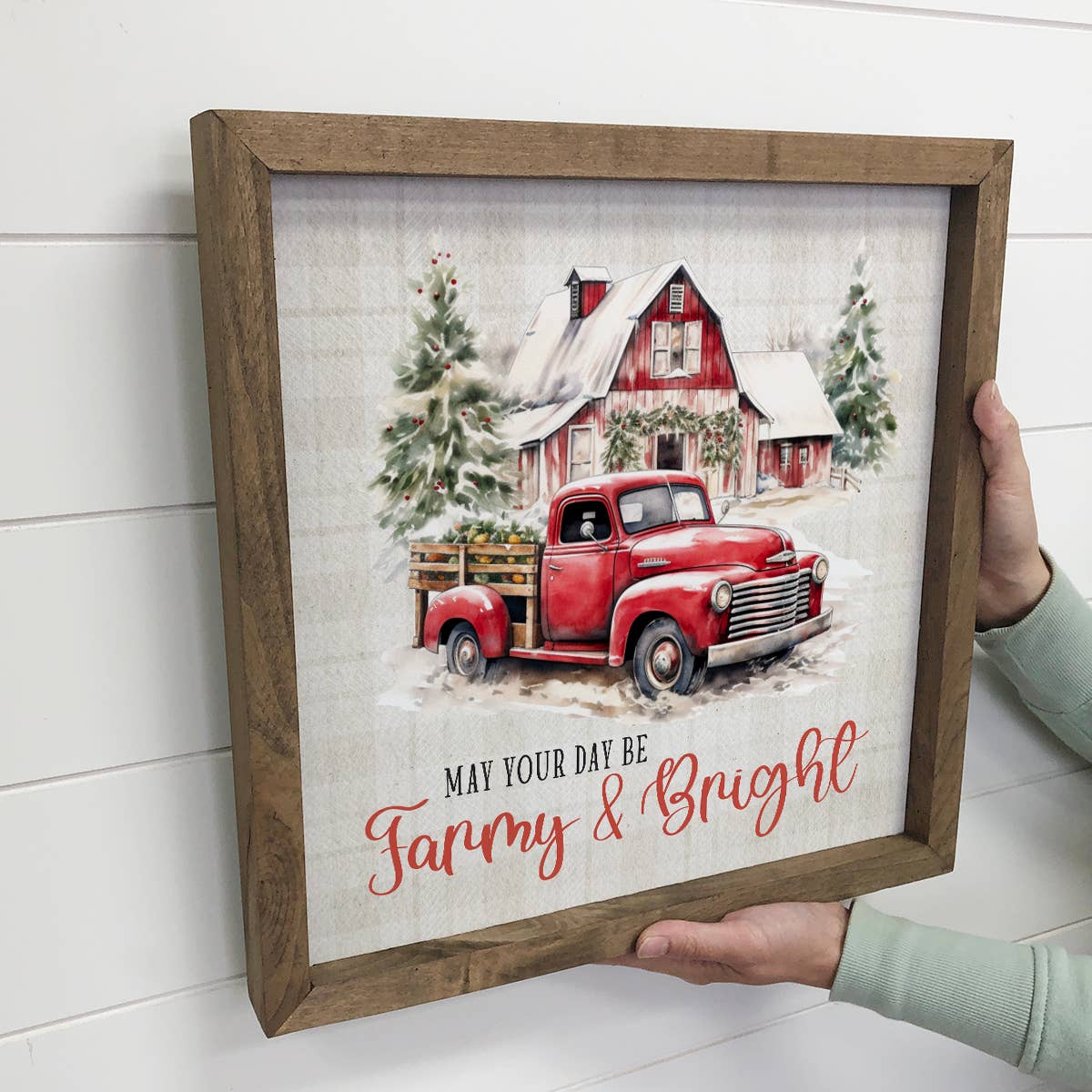 Farmy & Bright Vintage Truck - Cute Christmas Canvas Artwork