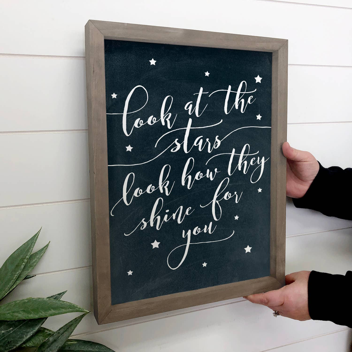 Look At The Stars - Canvas Word Art - Wood Framed Wall Art