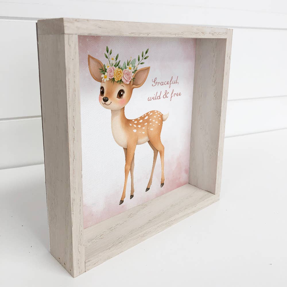 Graceful Wild and Free Deer - Cute Deer Canvas Art - Framed