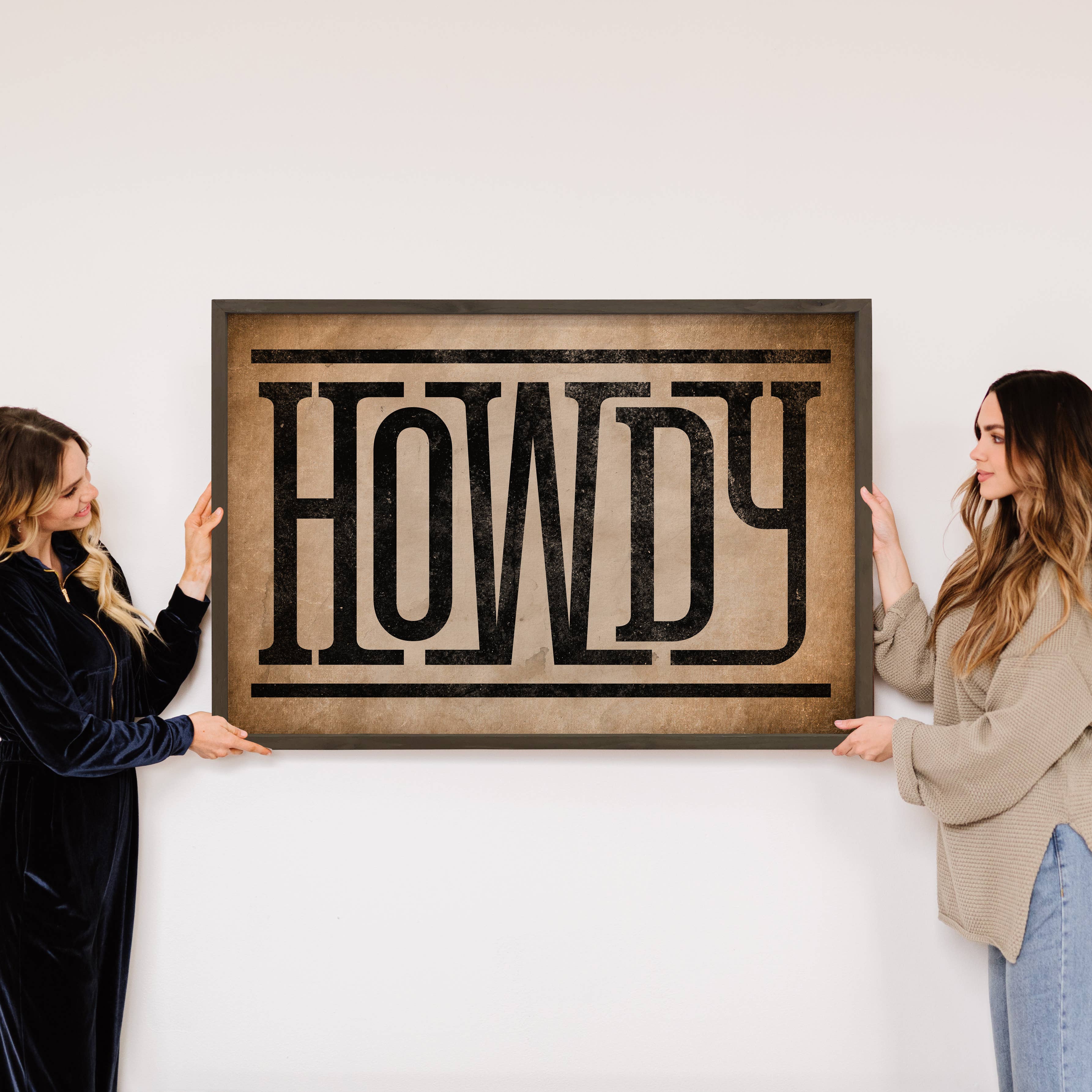 Howdy Typography - Western Word Canvas Art - Wood Framed Art