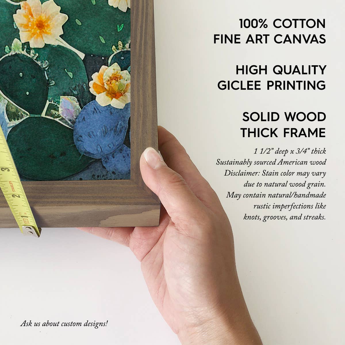 Moonlight Cactus Desert - Desert Canvas Art - Wood Framed