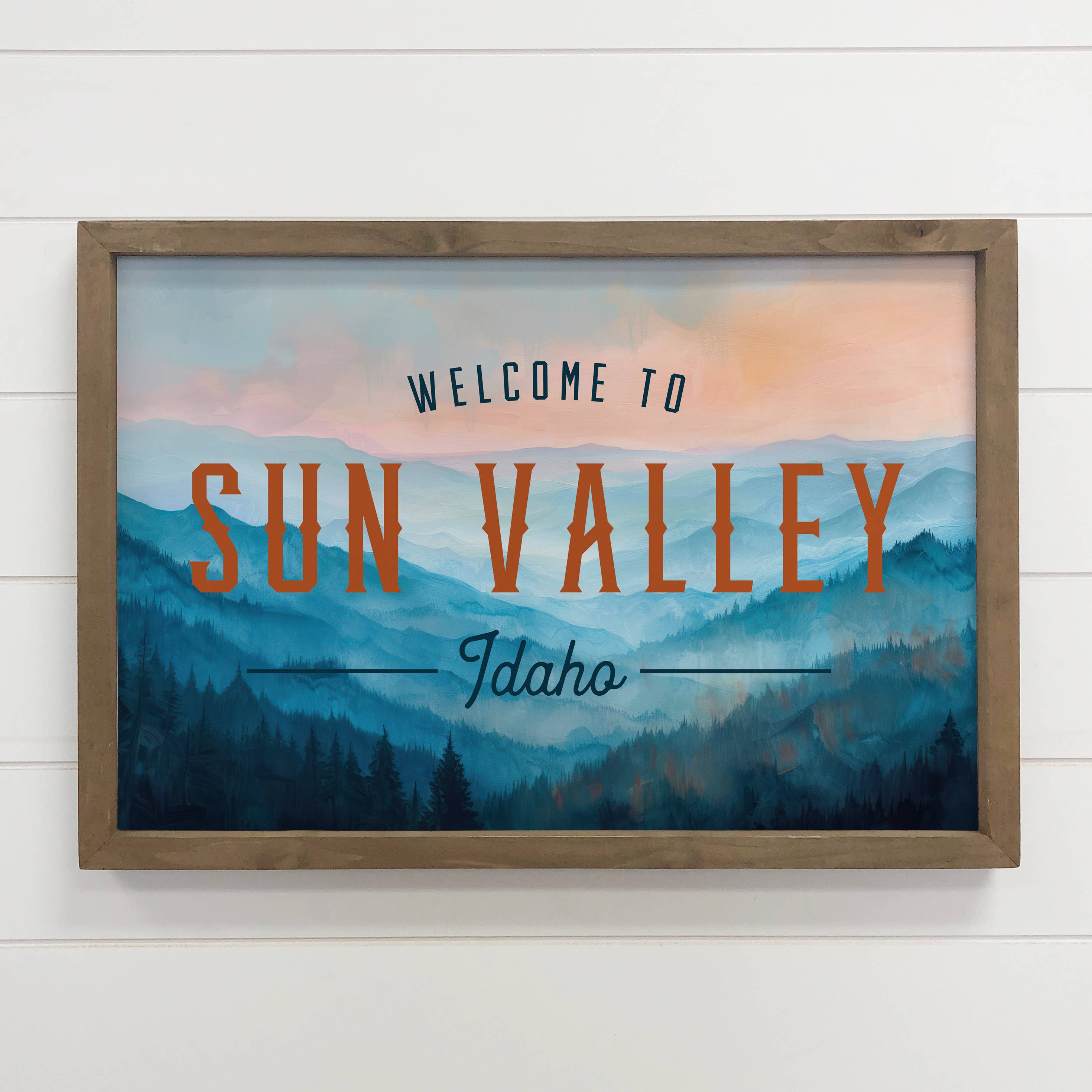 Blue Mountains Welcome To Custom Town - Custom Canvas Art