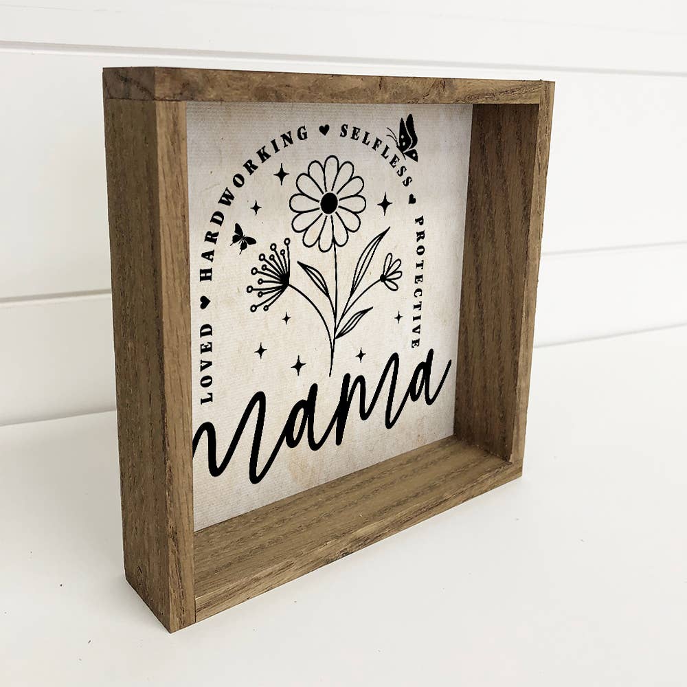 Mama Loved Hardworking Selfless - Cute Word Canvas Art