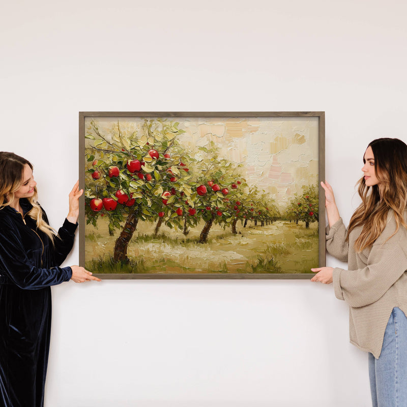 Apple Orchard Harvest - Apple Tree Canvas Art - Wood Framed