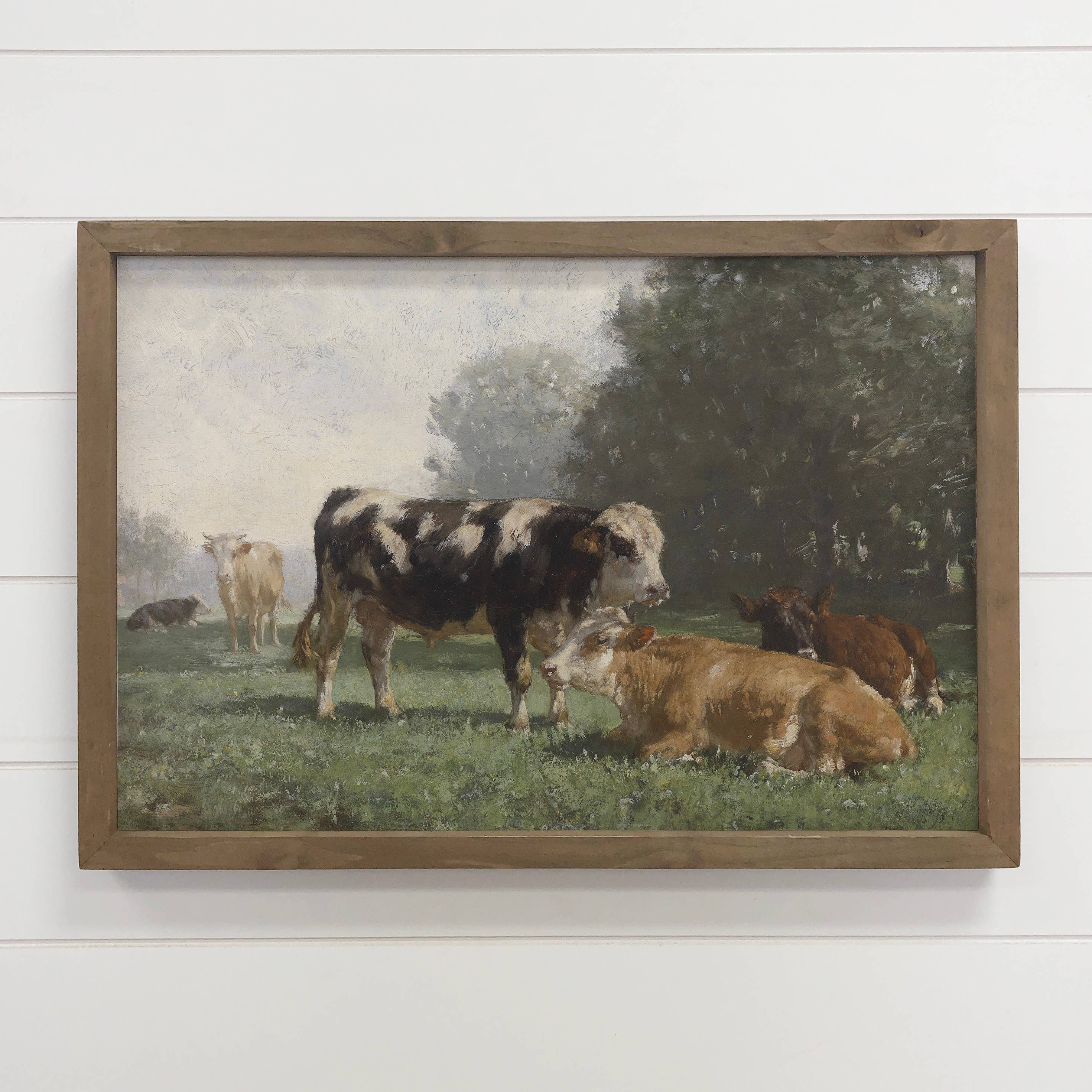 Dutch Cow Painting - Farmhouse Canvas Art - Wood Framed Art