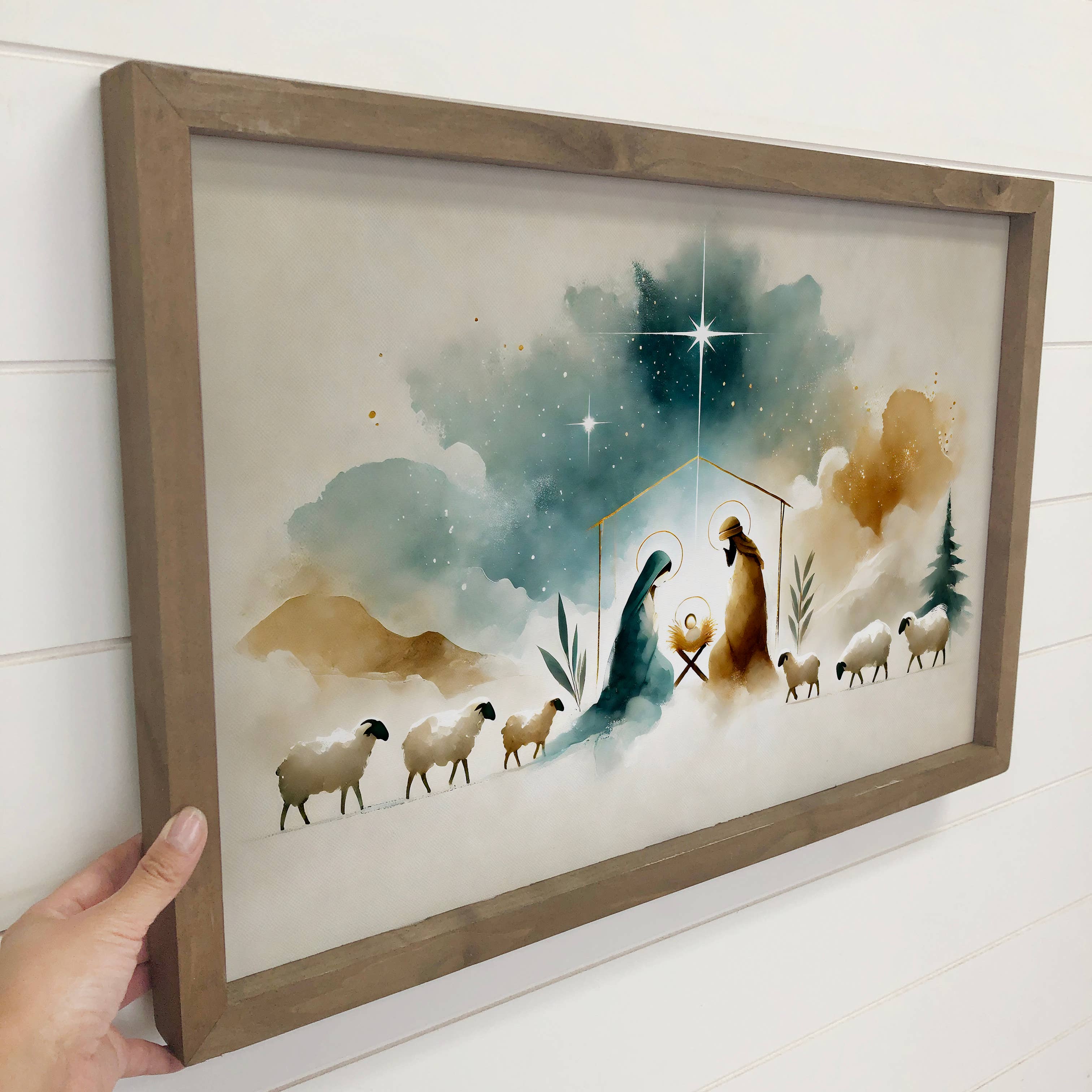 Modern Boho Christmas Nativity Abstract Painting - Nativity