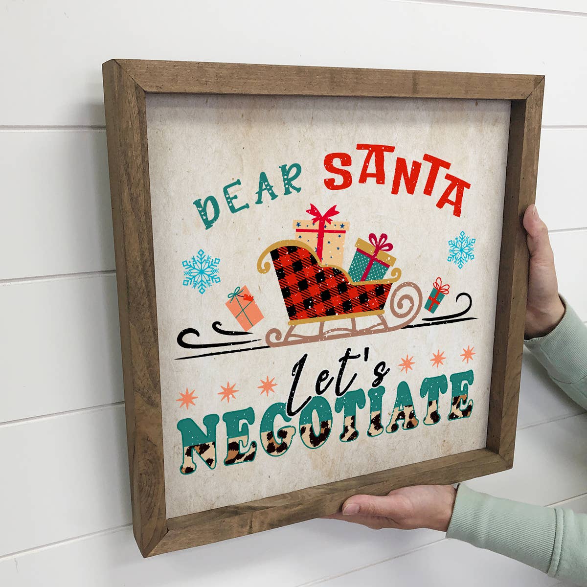 Santa Lets Negotiate - Funny Holiday Sign - Framed Word Art