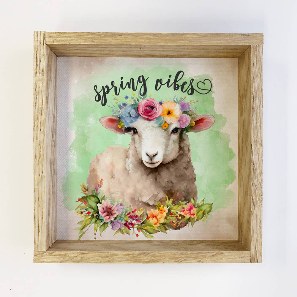 Spring Vibes Sheep - Spring Watercolor - Cute Sheep Painting