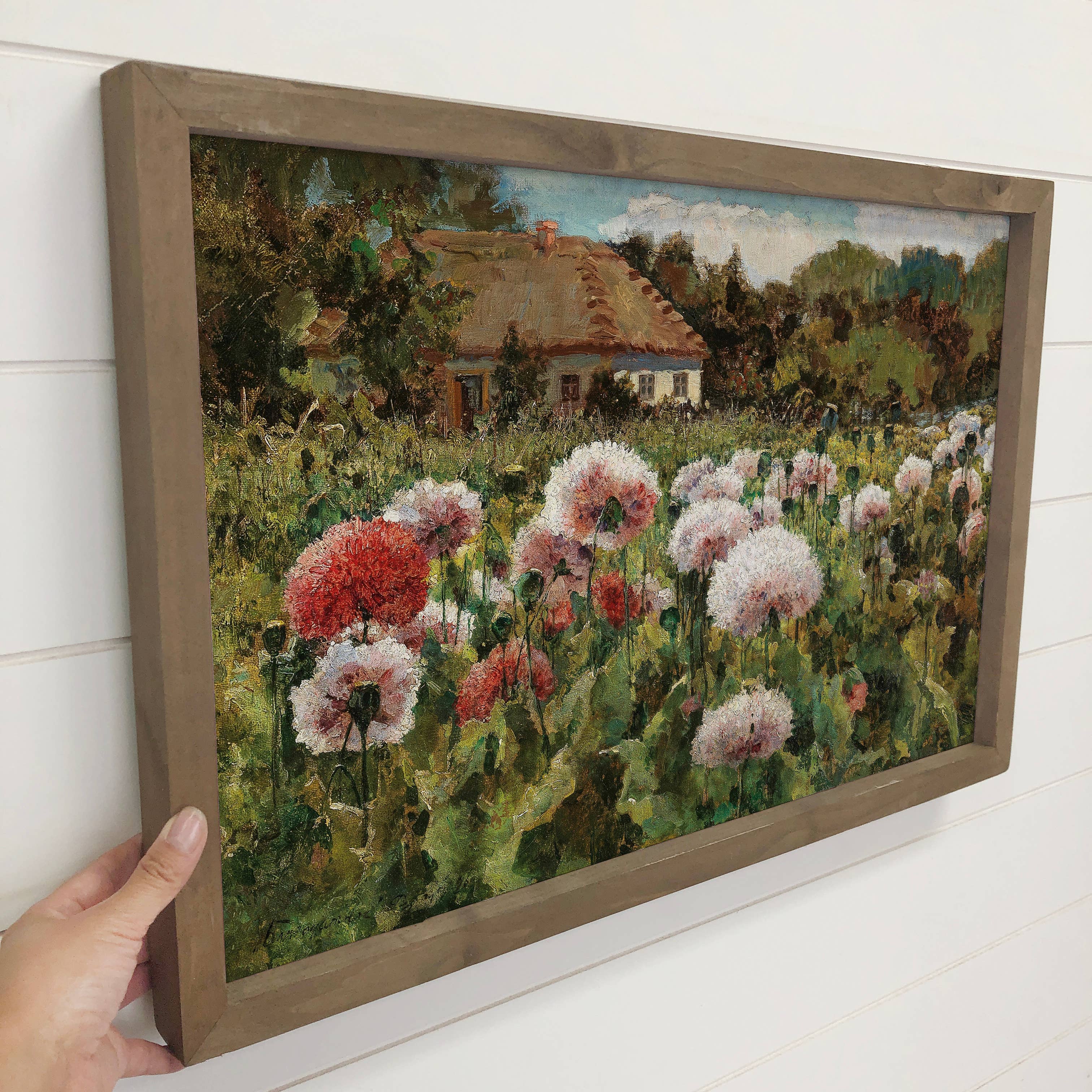 Poppies at the Cottage - Flower Canvas Art - Wood Framed Art