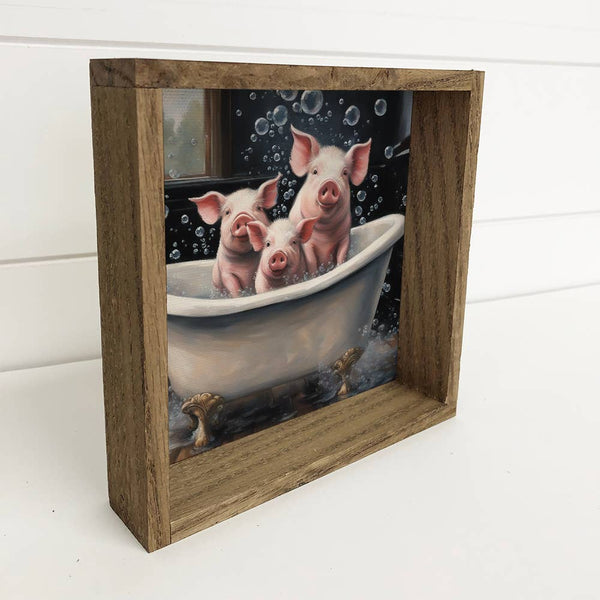 Three little Piggies in Bubble Bath - Cute Animal Wall Art