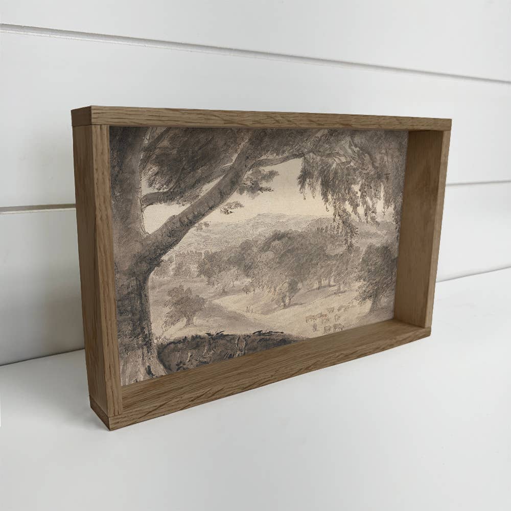 Overhanging Tree - Landscape Canvas Art - Wood Framed Art