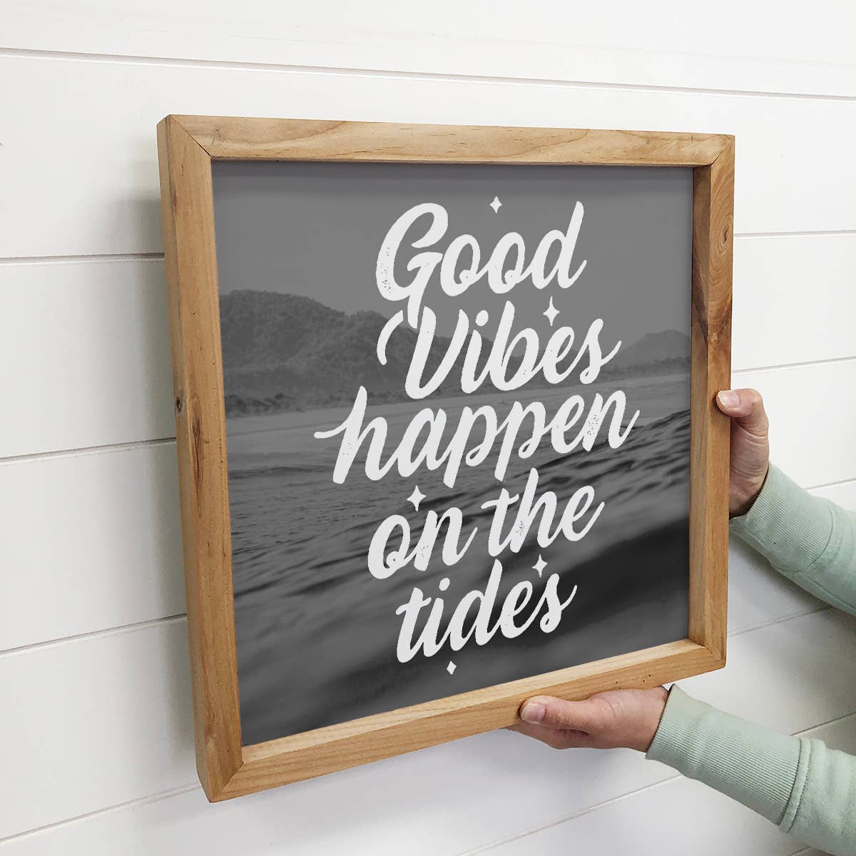 Good Vibes- Black and White Waves- Farmhouse Quotes