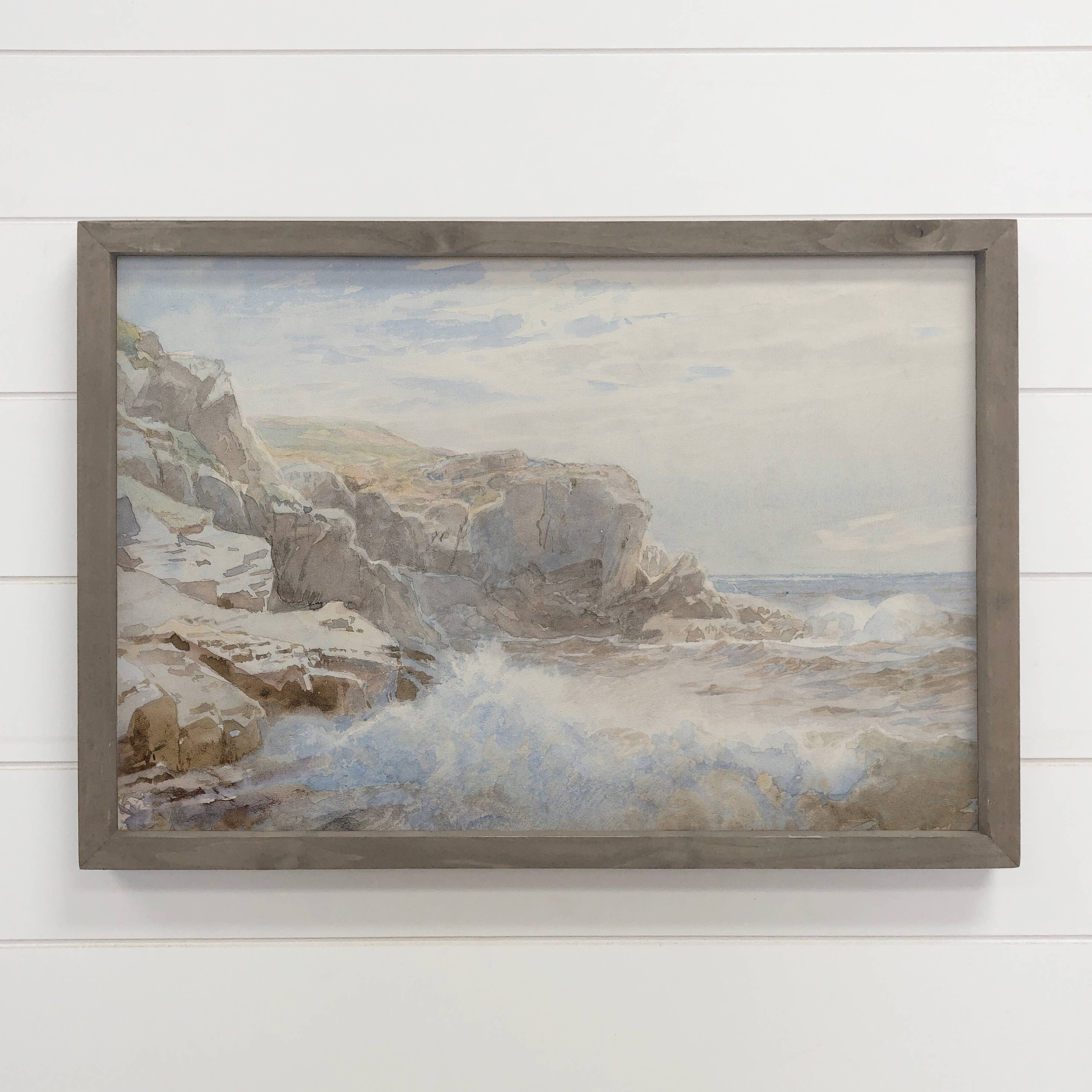 Crashing Waves on the Rocky Shore - Ocean Canvas Art - Frame