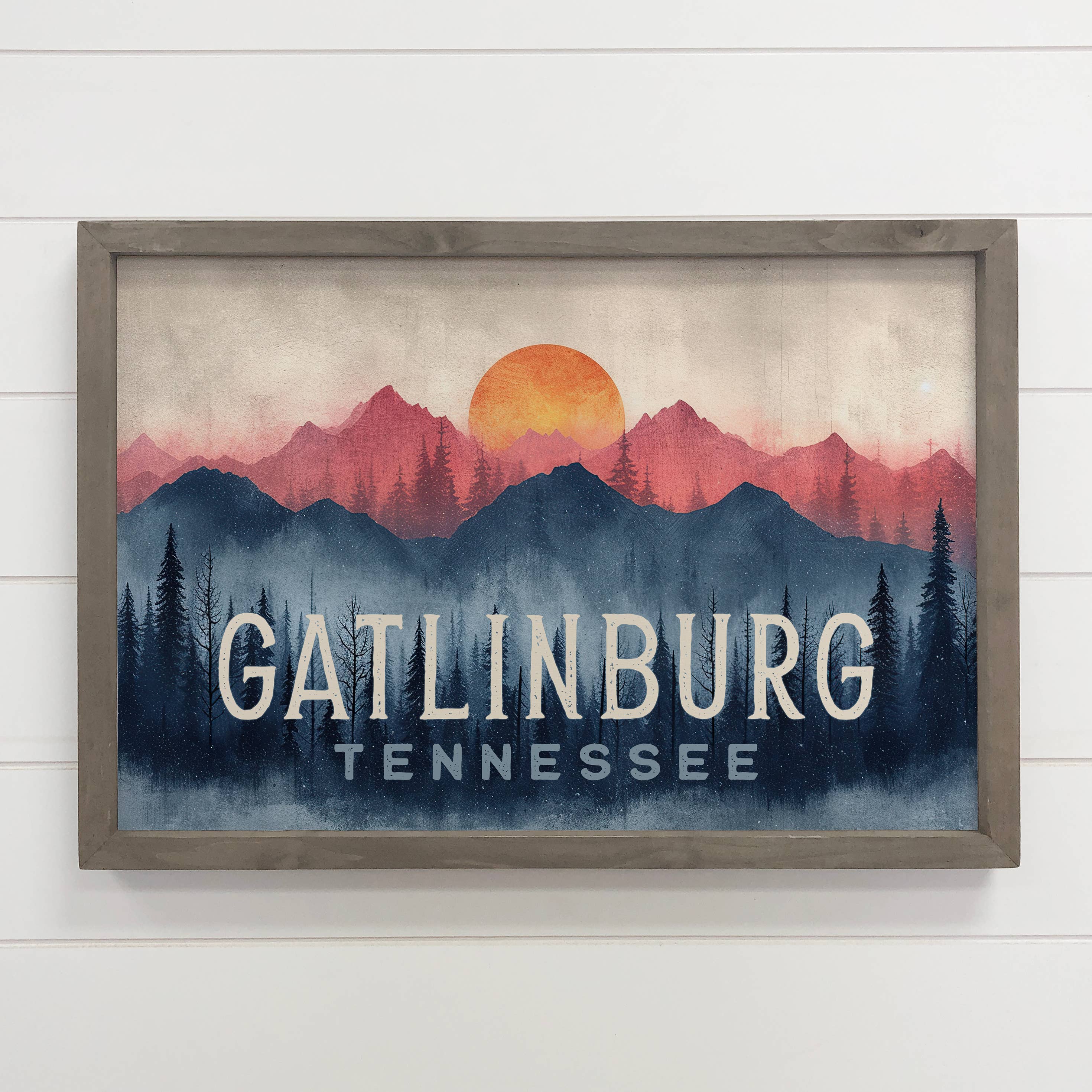 Mod Mountains Custom - Custom Sign Canvas Art - Wood Framed